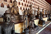 Vientiane, Laos - Wat Si Saket, The gallery around the sim houses thousands of Buddha statues in various mudras, dating  from the 16th century. 